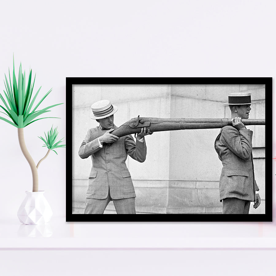 Big Gun Black And White Print, Giant Rifle Framed Art Prints, Wall Art,Home Decor,Framed Picture