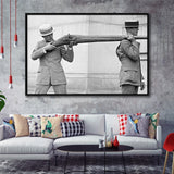 Big Gun Black And White Print, Giant Rifle Framed Canvas Prints Wall Art Home Decor,Floating Frame
