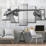 Big Gun Black And White Print, Giant Rifle 5 Panels, Canvas Prints Wall Art Decor, Large Canvas Art