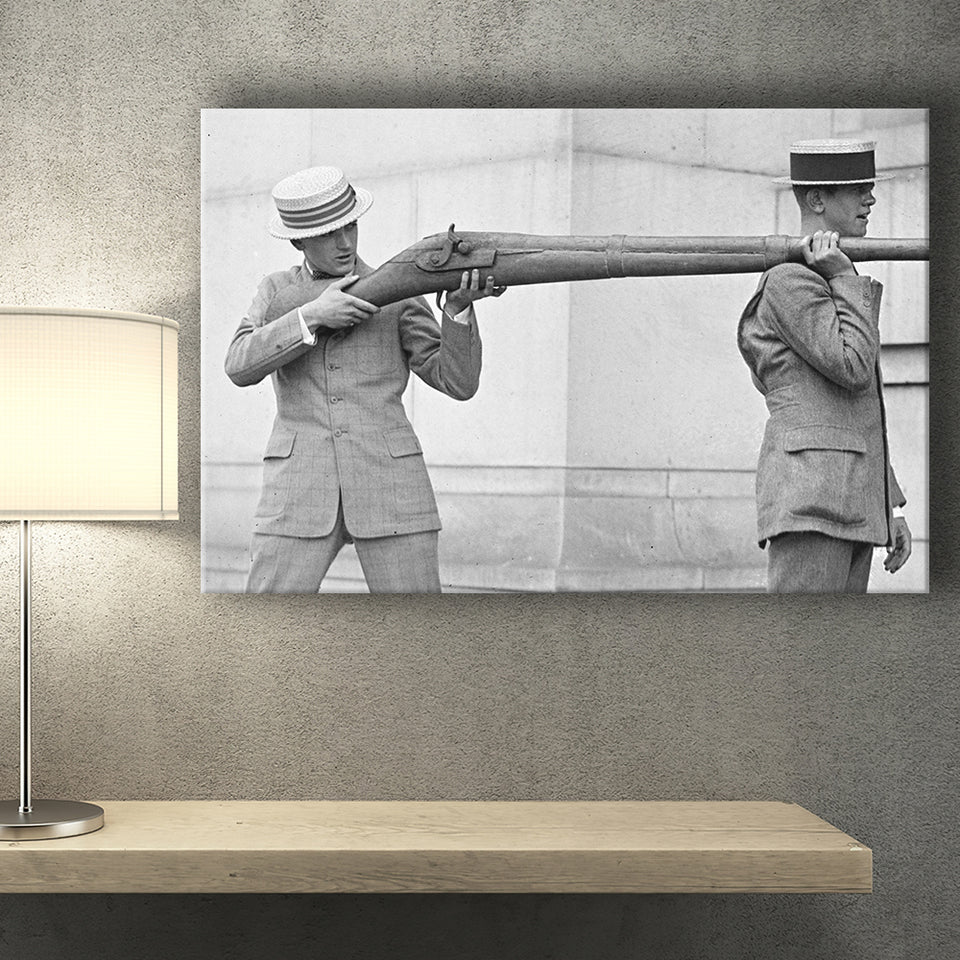 Big Gun Black And White Print, Giant Rifle Canvas Prints Wall Art Home Decor