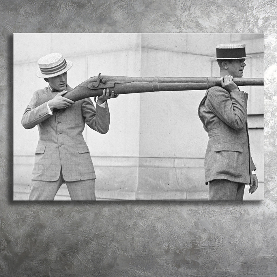 Big Gun Black And White Print, Giant Rifle Canvas Prints Wall Art Home Decor