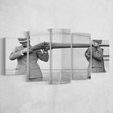 Big Gun Black And White Print, Giant Rifle 5 Panels, Canvas Prints Wall Art Decor, Large Canvas Art