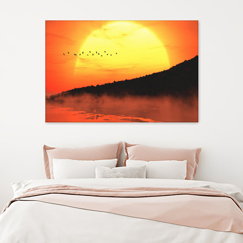 Big Sun Sunset Canvas Wall Art - Canvas Prints, Prints For Sale, Painting Canvas,Canvas On Sale