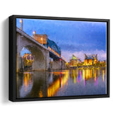 Big Tennessee River Bridge Chattanooga Cityline Framed Canvas Prints Wall Art Decor - Paiting Canvas, Art Prints, Floating Frame