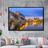 Big Tennessee River Bridge Chattanooga Cityline Framed Art Prints Wall Decor - Painting Prints, Framed Picture, Home Decor
