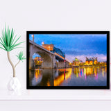 Big Tennessee River Bridge Chattanooga Cityline Framed Art Prints Wall Decor - Painting Prints, Framed Picture, Home Decor