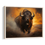 Big Bull Attack Framed Canvas Prints Wall Art Home Decor, Painting Canvas, Floating Frame