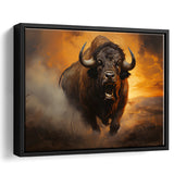 Big Bull Attack Framed Canvas Prints Wall Art Home Decor, Painting Canvas, Floating Frame