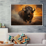 Big Bull Attack Framed Canvas Prints Wall Art Home Decor, Painting Canvas, Floating Frame