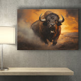 Big Bull Attack Canvas Prints Wall Art Home Decor, Painting Canvas, Living Room Wall Decor