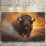 Big Bull Attack Canvas Prints Wall Art Home Decor, Painting Canvas, Living Room Wall Decor