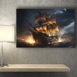 Big Pirate Ship In The Dark Canvas Prints Wall Art Home Decor, Painting Canvas, Living Room Wall Decor