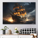Big Pirate Ship In The Dark Canvas Prints Wall Art Home Decor, Painting Canvas, Living Room Wall Decor