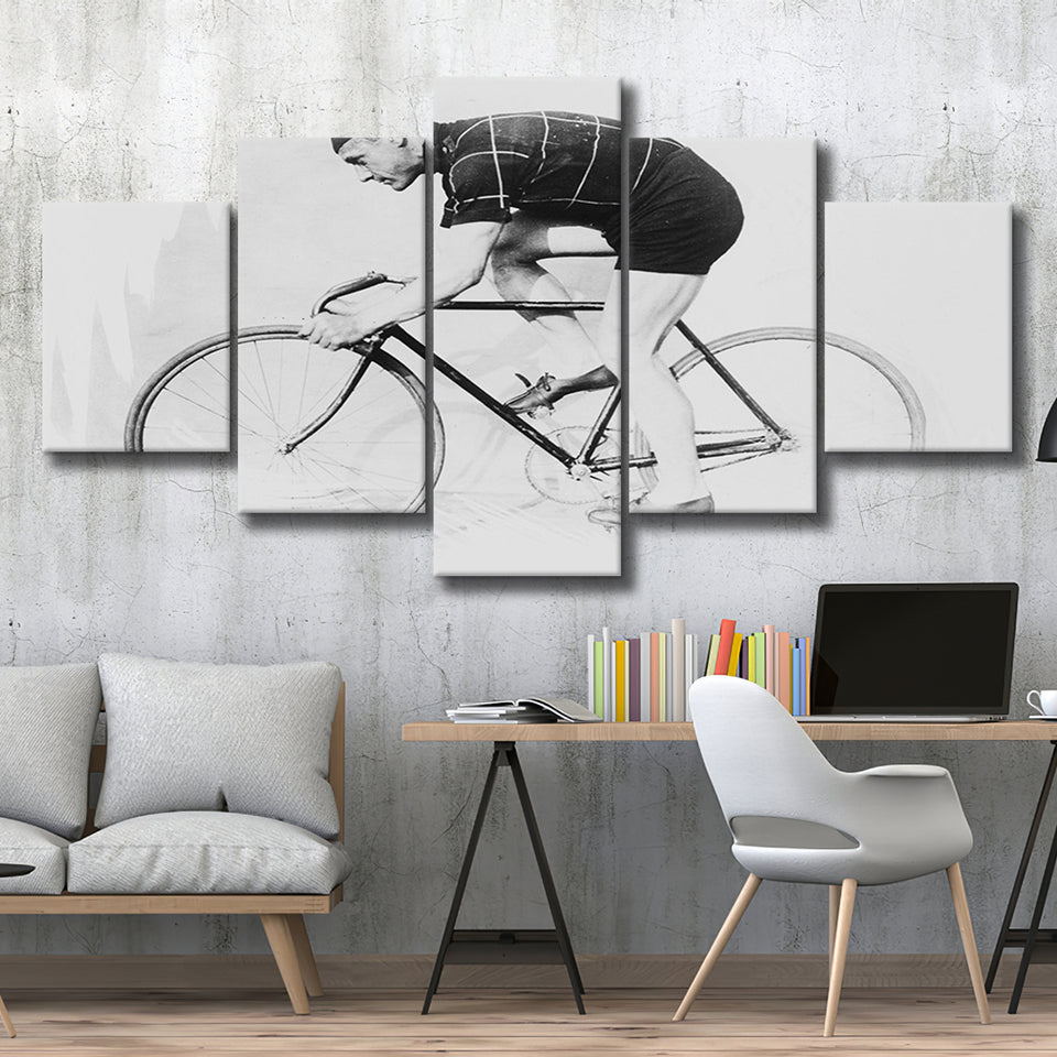 Bike Black And White Print, Bicycle Art 5 Panels, Canvas Prints Wall Art Decor, Large Canvas Art