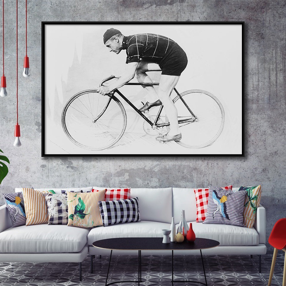Bike Black And White Print, Bicycle Art Framed Canvas Prints Wall Art Home Decor,Floating Frame