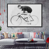 Bike Black And White Print, Bicycle Art Framed Canvas Prints Wall Art Home Decor,Floating Frame