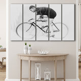 Bike Black And White Print, Bicycle Art Larger Canvas Art, 5 Piece Canvas Prints Wall Art Decor