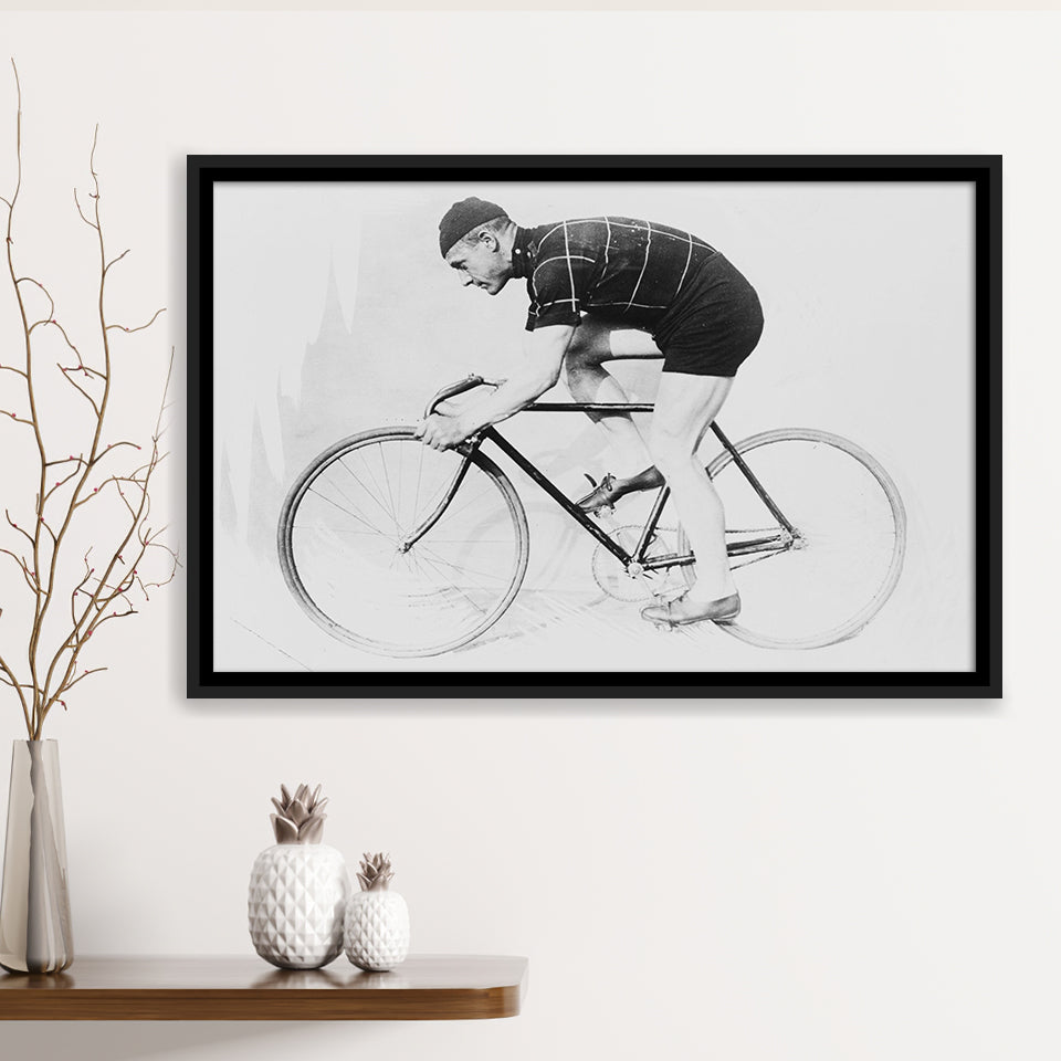 Bike Black And White Print, Bicycle Art Framed Canvas Prints Wall Art Home Decor,Floating Frame