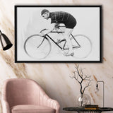 Bike Black And White Print, Bicycle Art Framed Canvas Prints Wall Art Home Decor,Floating Frame