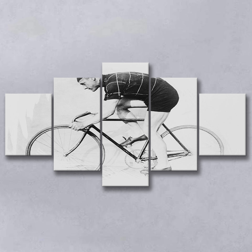 Bike Black And White Print, Bicycle Art 5 Panels, Canvas Prints Wall Art Decor, Large Canvas Art