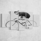 Bike Black And White Print, Bicycle Art 5 Panels, Canvas Prints Wall Art Decor, Large Canvas Art