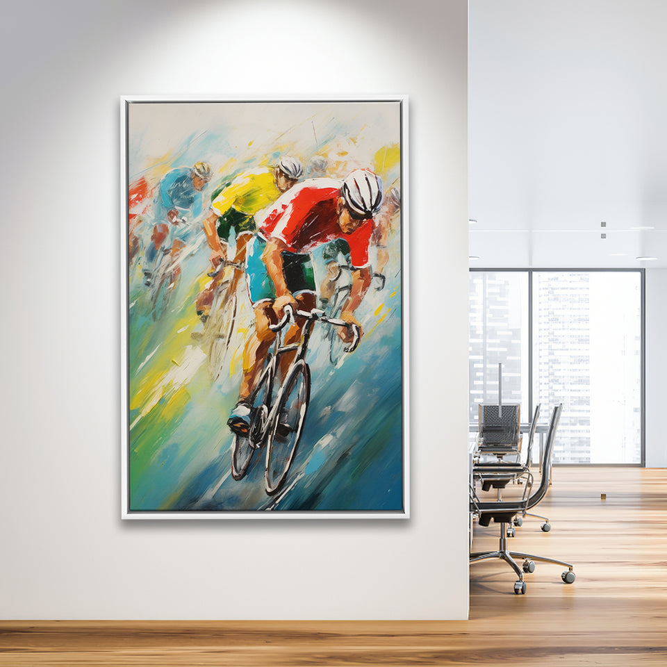 Bike Racing Lover, Acrylic Painting, Biker Love Art,Framed Canvas Prints,Floating Frame, Wall Art Home Decor