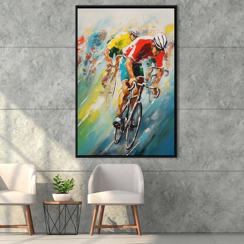 Bike Racing Lover, Acrylic Painting, Biker Love Art,Framed Canvas Prints,Floating Frame, Wall Art Home Decor