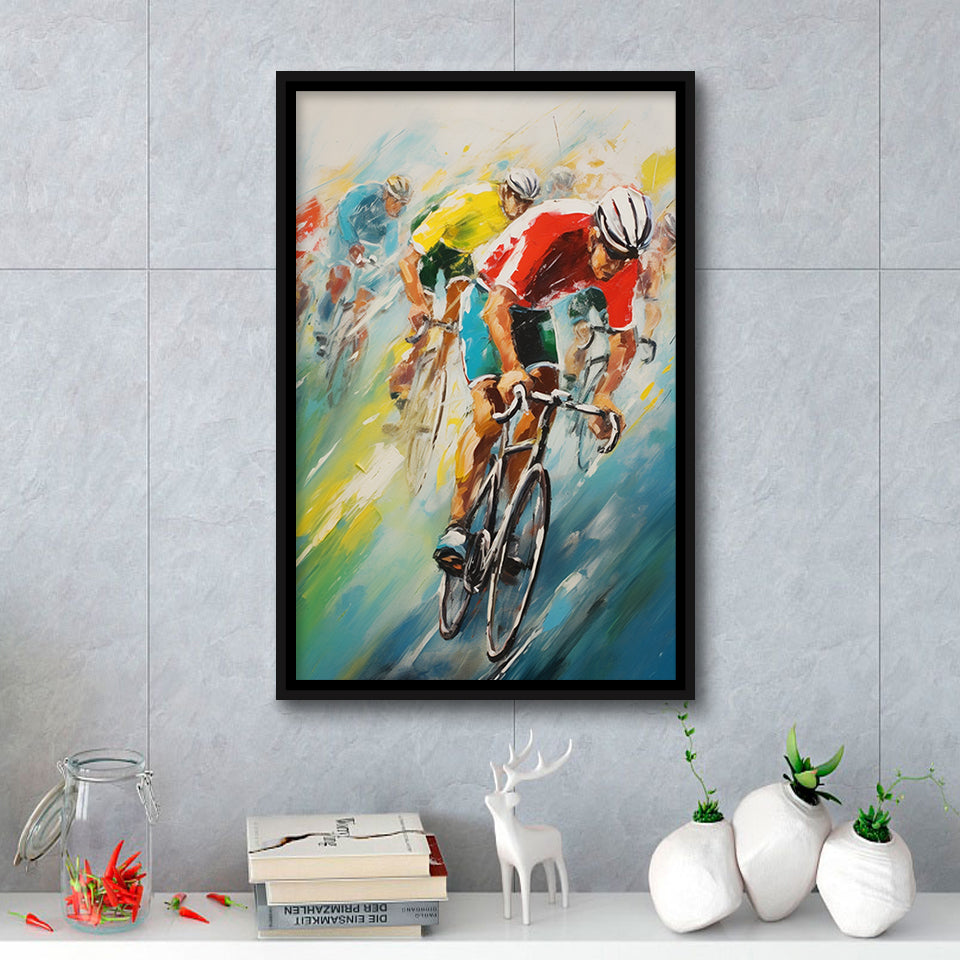 Bike Racing Lover, Acrylic Painting, Biker Love Art,Framed Canvas Prints,Floating Frame, Wall Art Home Decor