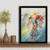 Bike Racing Lover, Acrylic Painting, Biker Love Art,Framed Canvas Prints,Floating Frame, Wall Art Home Decor