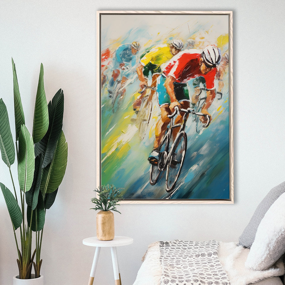 Bike Racing Lover, Acrylic Painting, Biker Love Art,Framed Canvas Prints,Floating Frame, Wall Art Home Decor