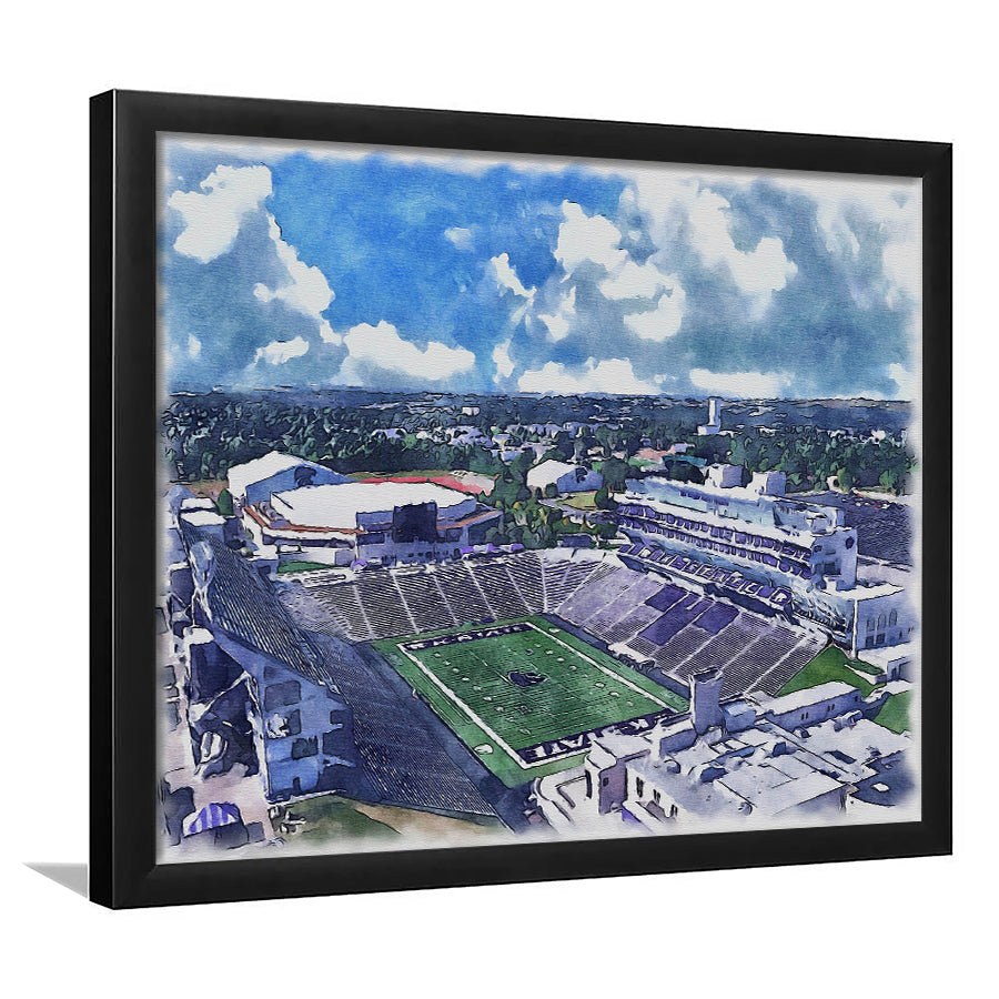 Bill Snyder Family Football Stadium Kansas State Stadium Watercolor, Sport Prints Fan Gift, Framed Art Prints Wall Art Decor