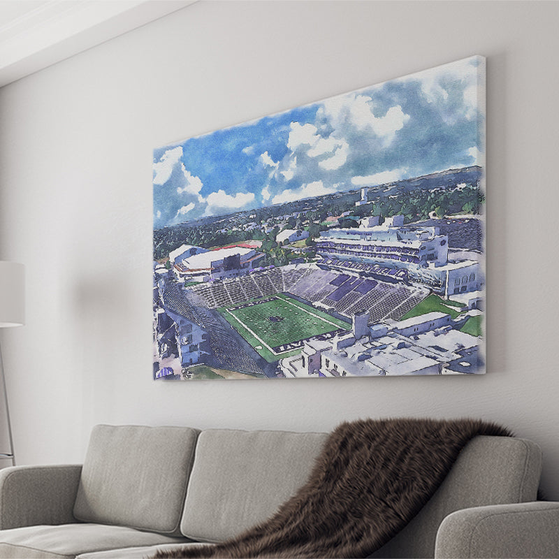Bill Snyder Family Football Stadium Kansas State Stadium Watercolor, Sport Art Prints Fan Gift, Canvas Prints Wall Art Decor