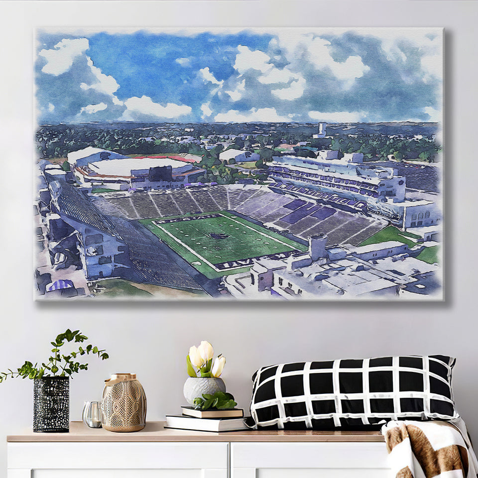 Bill Snyder Family Football Stadium Kansas State Stadium Watercolor, Sport Art Prints Fan Gift, Canvas Prints Wall Art Decor