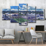 Bill Snyder Family Football Stadium Kansas State Stadium Watercolor, 5 Pieces, Multi Panel Canvas Prints Wall Art Decor