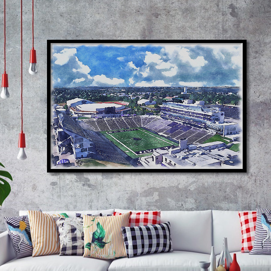 Bill Snyder Family Football Stadium Kansas State Stadium Watercolor, Sport Prints Fan Gift, Framed Art Prints Wall Art Decor