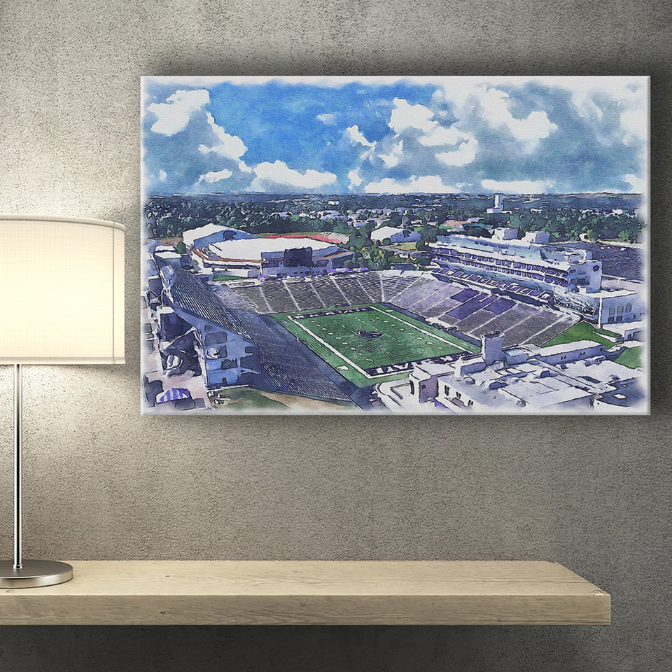 Bill Snyder Family Football Stadium Kansas State Stadium Watercolor, Sport Art Prints Fan Gift, Canvas Prints Wall Art Decor