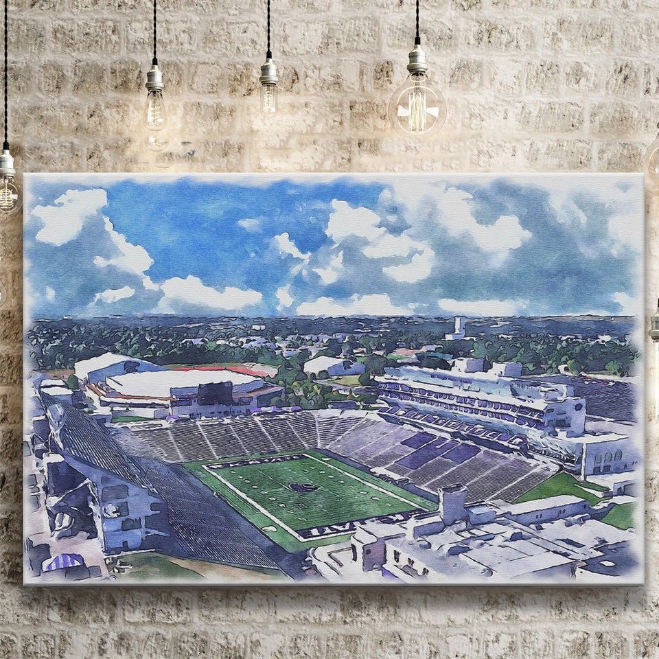 Bill Snyder Family Football Stadium Kansas State Stadium Watercolor, Sport Art Prints Fan Gift, Canvas Prints Wall Art Decor