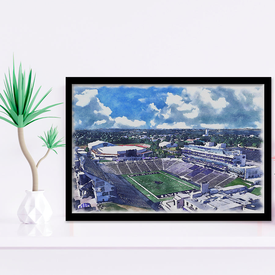 Bill Snyder Family Football Stadium Kansas State Stadium Watercolor, Sport Prints Fan Gift, Framed Art Prints Wall Art Decor