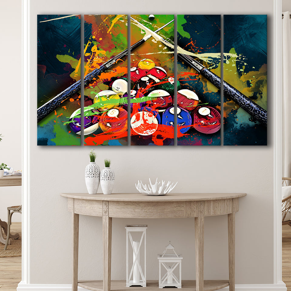 Billiards Canvas Art, Billiards Canvas 5 Panels B,Large Canvas,Canvas Prints Wall Art Home Decor