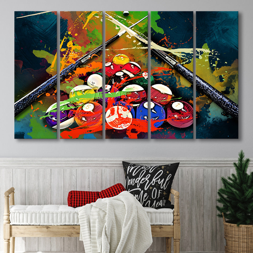 Billiards Canvas Art, Billiards Canvas 5 Panels B,Large Canvas,Canvas Prints Wall Art Home Decor