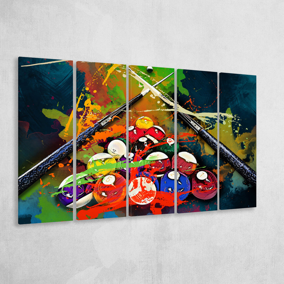 Billiards Canvas Art, Billiards Canvas 5 Panels B,Large Canvas,Canvas Prints Wall Art Home Decor