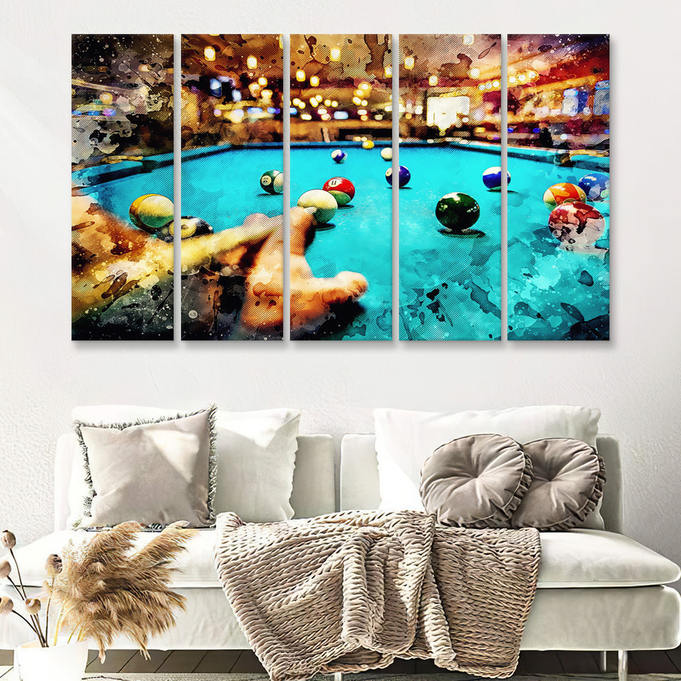 Billiards Canvas Print 5 Piece B Multi Panels Canvas Prints Wall Art - Painting Canvas,Wall Decor