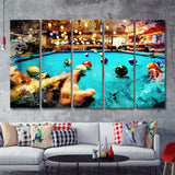 Billiards Canvas Print 5 Piece B Multi Panels Canvas Prints Wall Art - Painting Canvas,Wall Decor