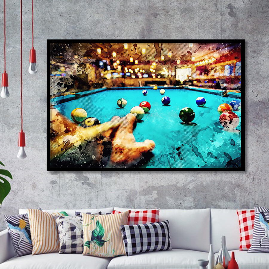 Billiards Canvas Print Framed Art Print Wall Decor - Painting Art, Framed Picture, Home Decor