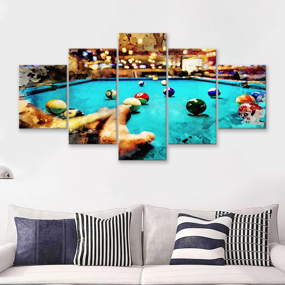 Billiards Canvas Print 5 Piece Multi Panels Canvas Prints Wall Art - Painting Canvas,Wall Decor