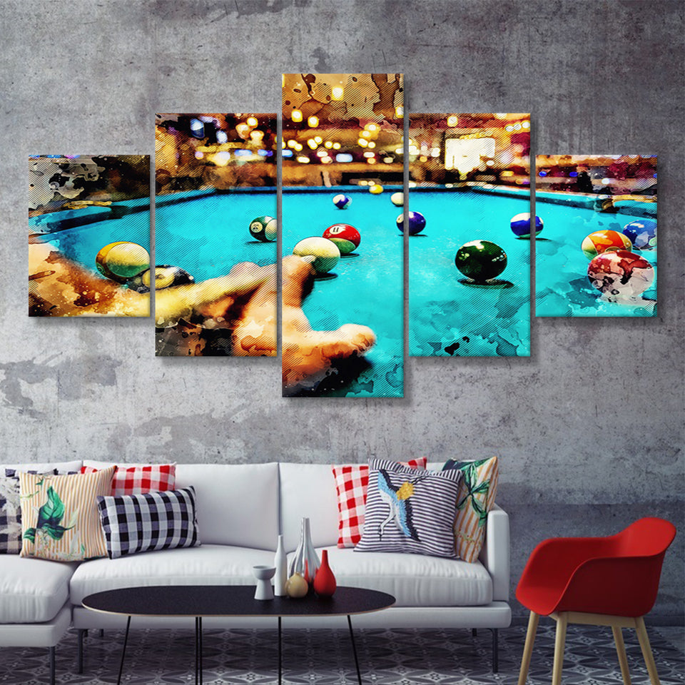 Billiards Canvas Print 5 Piece Multi Panels Canvas Prints Wall Art - Painting Canvas,Wall Decor