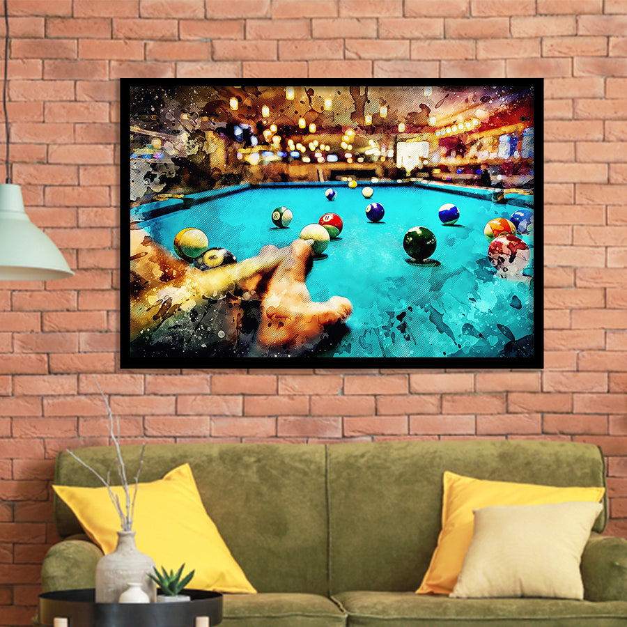 Billiards Canvas Print Framed Art Print Wall Decor - Painting Art, Framed Picture, Home Decor
