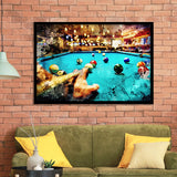 Billiards Canvas Print Framed Art Print Wall Decor - Painting Art, Framed Picture, Home Decor