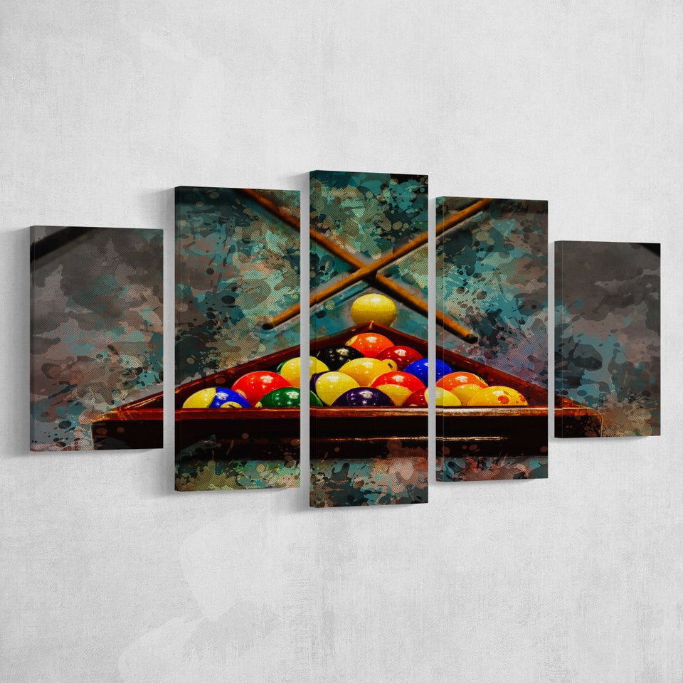 Billiards 5 Pieces Canvas Prints Wall Art Decor - Painting Canvas, Mixed Canvas, Multi Panels