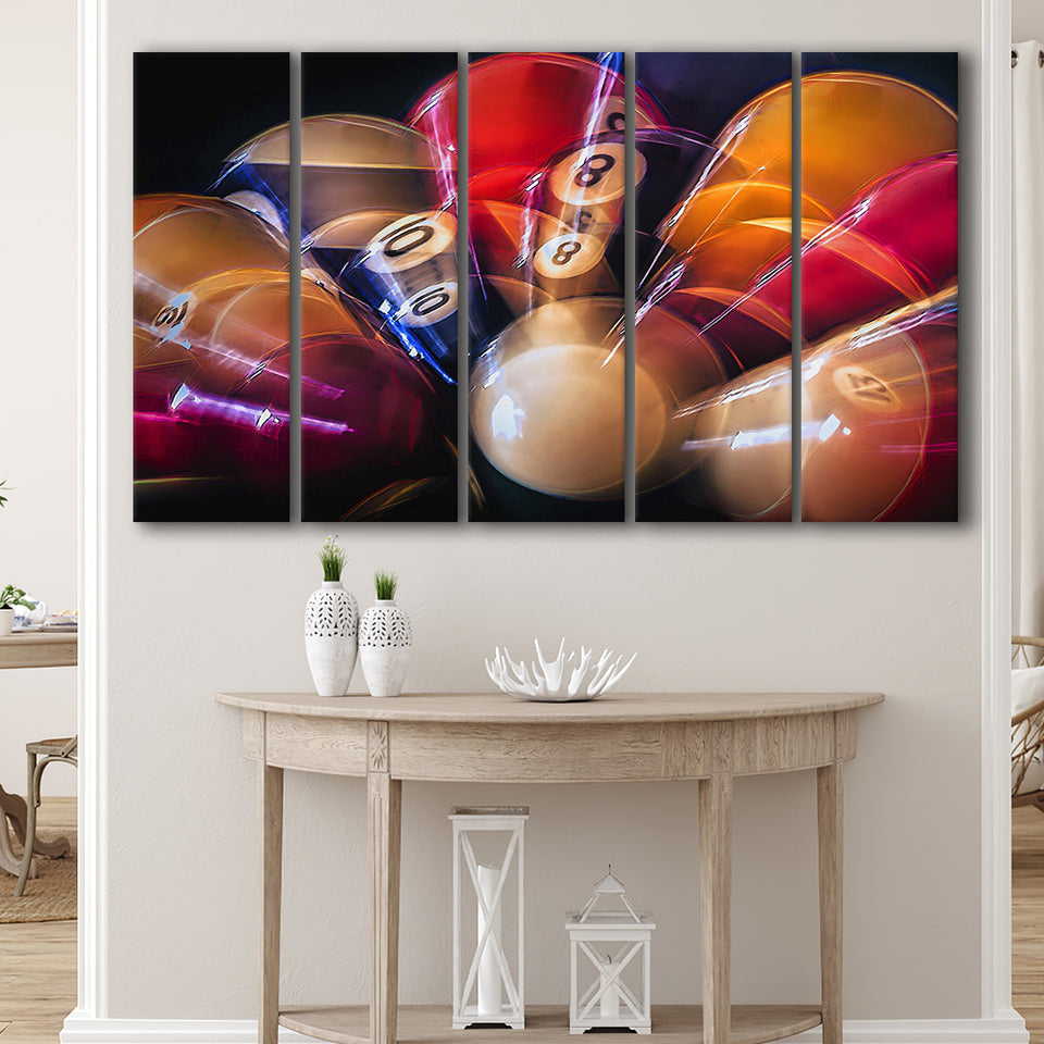 Billiards 8 Ball Billiards Canvas Art 5 Panels B,Large Canvas,Canvas Prints Wall Art Home Decor